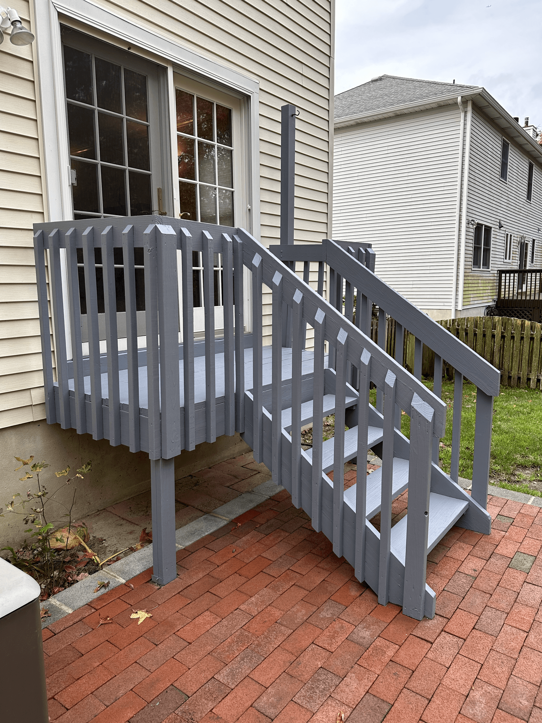 Back deck and stairs painted gray